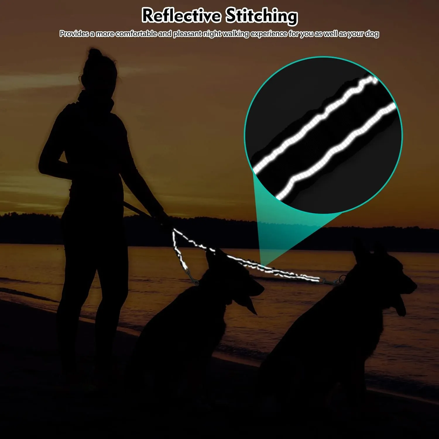 2 Dog Leash,Double Dog Leash Coupler Tangle Free Bungee Dog Leash, 360 Swivel No Tangle Double Dog Walking & Training Leash, Comfortable Shock Absorbing Reflective Bungee Lead Walk 2 Dogs with Ease
