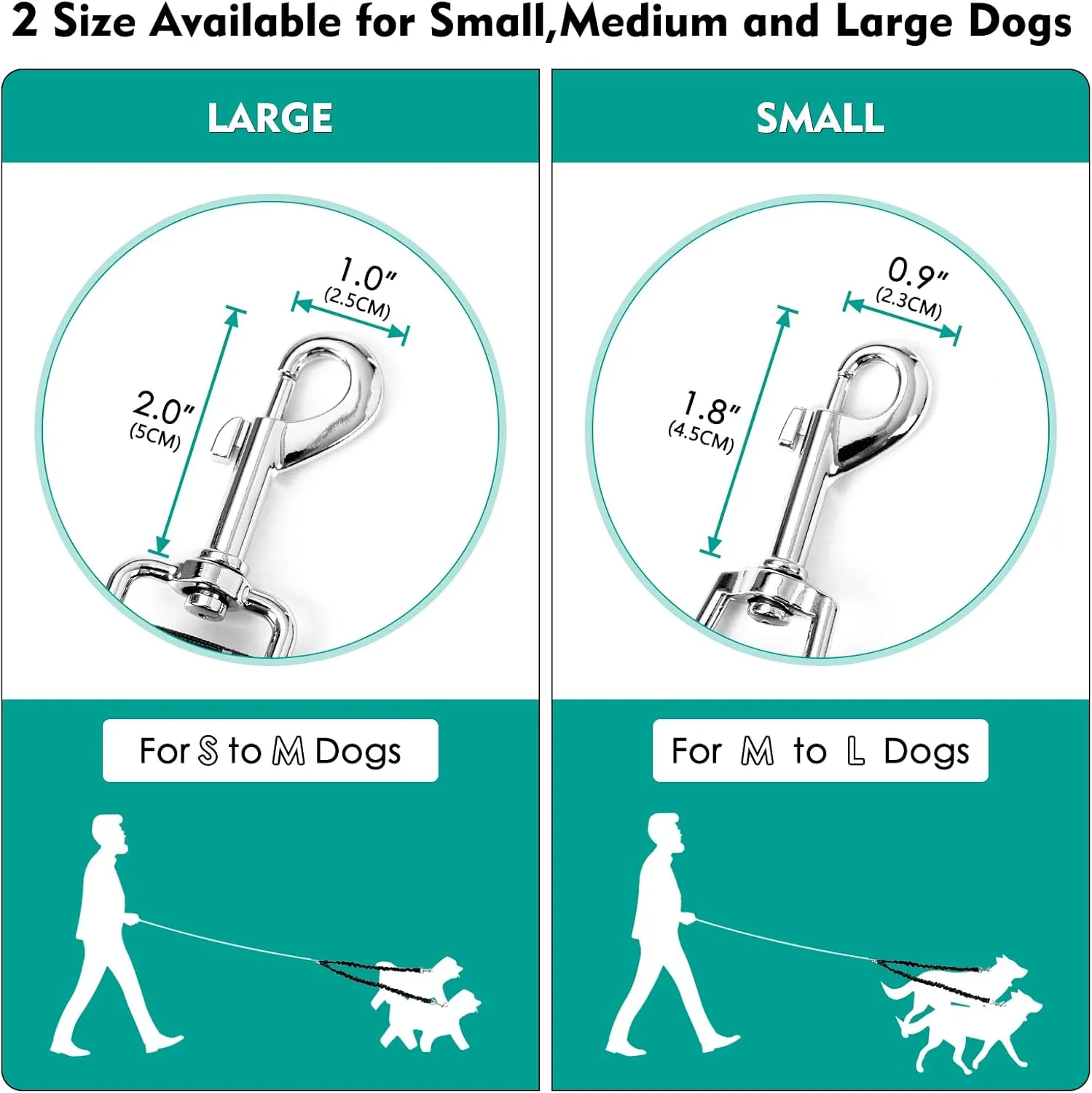 2 Dog Leash,Double Dog Leash Coupler Tangle Free Bungee Dog Leash, 360 Swivel No Tangle Double Dog Walking & Training Leash, Comfortable Shock Absorbing Reflective Bungee Lead Walk 2 Dogs with Ease