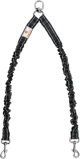 2 Dog Leash,Double Dog Leash Coupler Tangle Free Bungee Dog Leash, 360 Swivel No Tangle Double Dog Walking & Training Leash, Comfortable Shock Absorbing Reflective Bungee Lead Walk 2 Dogs with Ease
