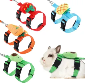 4 Sets Adjustable Rabbit Harness and Leash, Rabbit Harness and Leash Set for Small Pets (Bunny, Kitten, Puppy, Ferret, Guinea Pig), Cute Vest Harnesses Leashs with Decoration(Fruit)