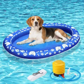 63x43 in/160x110cm Dog Pool Float with Blast Pump, Large Dog Floats for Pool, Summer Pet Pool Float for Adult Dogs Swimming, Oxford Cloth Dog Pool Floats (0-180lbs), Blue-XL
