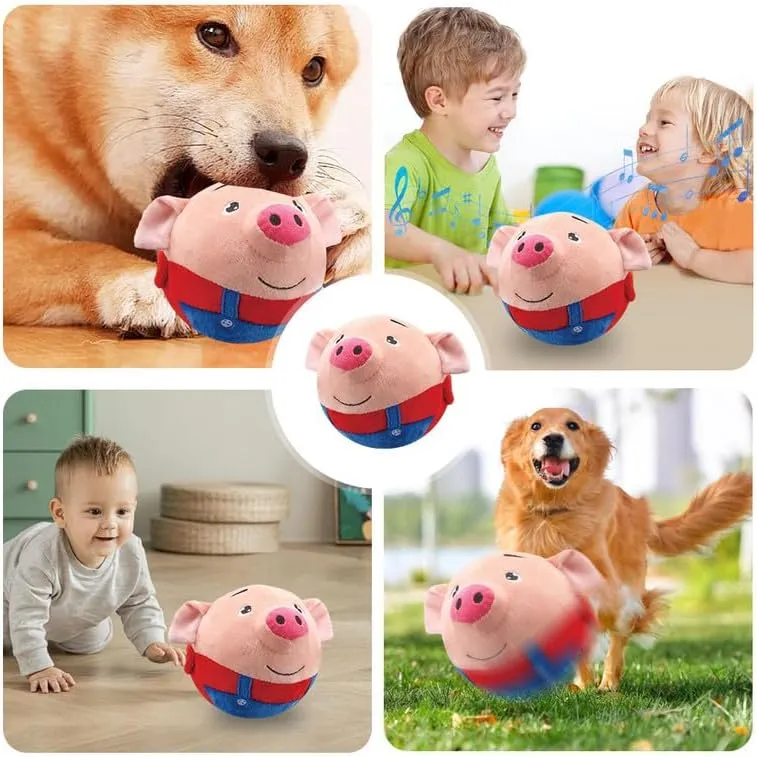 Active Moving Pet Plush Toy, 2025 New Squeaky Plush Mobile Dog Ball, Interactive Electronic Puppy Toy, Washable Pet Ball Mobile Toy with Recording and Music Mode(Dog)