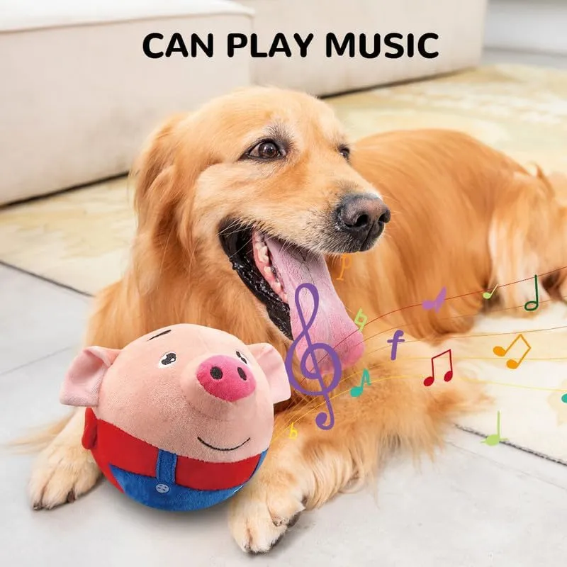 Active Moving Pet Plush Toy, 2025 New Squeaky Plush Mobile Dog Ball, Interactive Electronic Puppy Toy, Washable Pet Ball Mobile Toy with Recording and Music Mode(Dog)