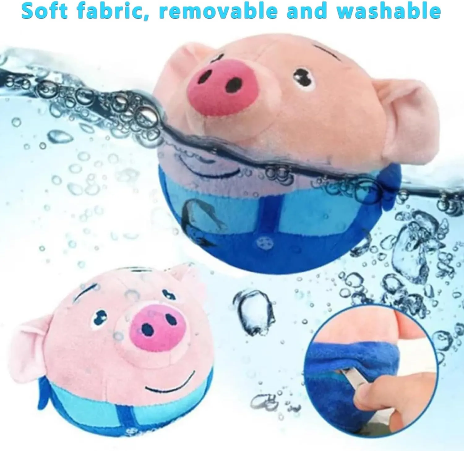 Active Moving Pet Plush Toy, Interactive Dog Toy Pet Bouncing Balls, USB Rechargeable Interactive Washable Cartoon Pig Plush Sound Electronic Dog Toy, Small Plush Sound Toys for Dogs (B)