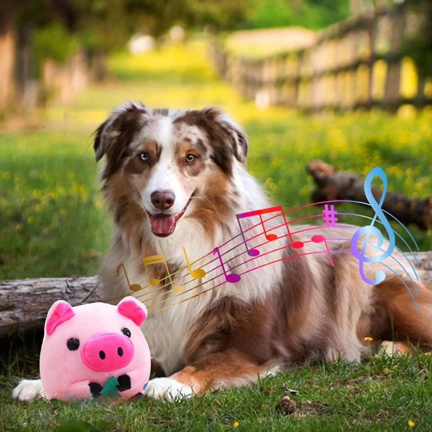 Active Moving Pet Plush Toy, Interactive Dog Toys Pet Bouncing Balls, USB Rechargeable Interactive Washable Cartoon Pig Plush Sound Electronic Dog Toy, Small Cute Squeaky Pig Dog Toy (Pink)