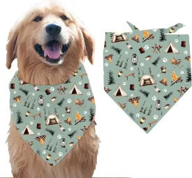 arricraft 1 Pc Pet Dog Bandana, Green Camping Cotton Triangle Pet's Bandana Colorful Washable Scarf Bibs Journey Printed Accessories Chief for Large Dogs and Pets 15.4''x21.7''x30.7''cm