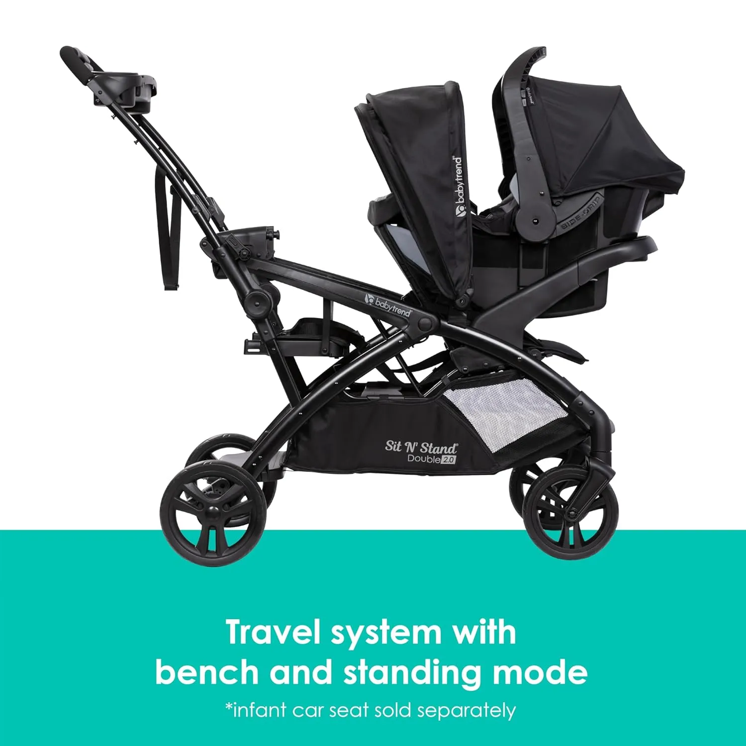 Baby Trend Sit N' Stand Double 2.0 Stroller, Dash Black