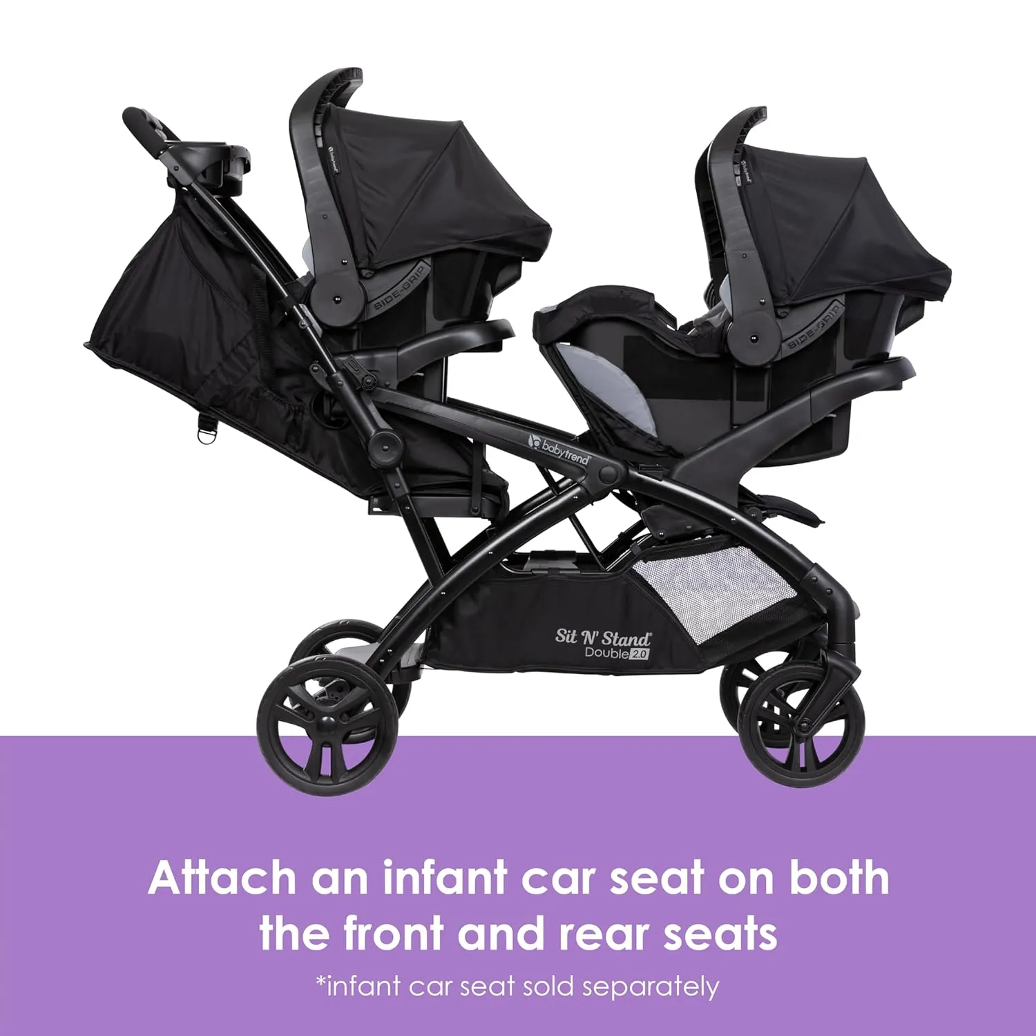 Baby Trend Sit N' Stand Double 2.0 Stroller, Dash Black