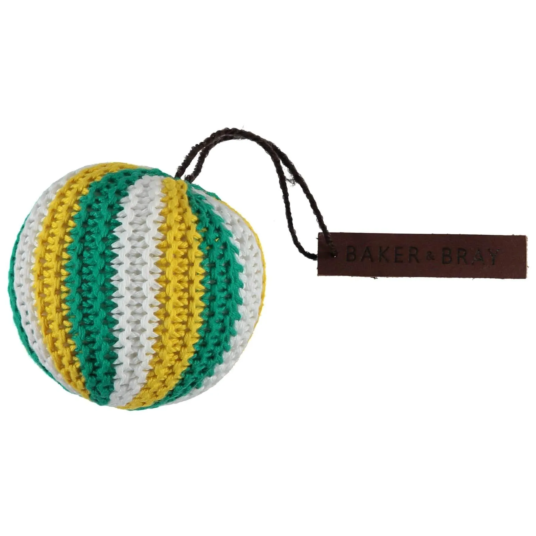 Baker & Bray | Knitted Ball Dog Squeaky Toy | Green/Yellow
