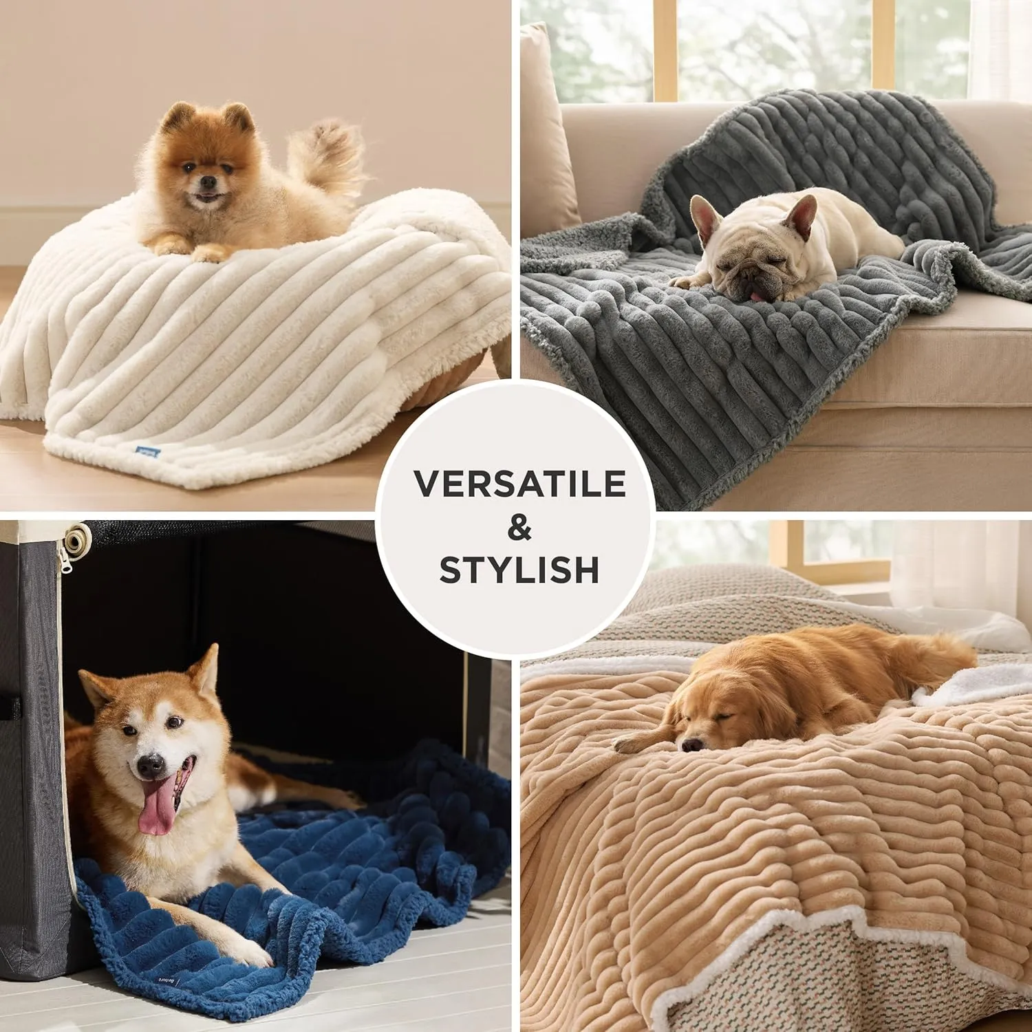 Bedsure Waterproof Dog Blankets for Medium Dogs - Soft Puppy Cat Blanket Corduroy Fleece Washable, Cozy Calming Reversible Furniture Protection for Pet Kitten Doggy,30"x40", Cream
