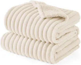 Bedsure Waterproof Dog Blankets for Medium Dogs - Soft Puppy Cat Blanket Corduroy Fleece Washable, Cozy Calming Reversible Furniture Protection for Pet Kitten Doggy,30"x40", Cream