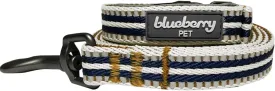 Blueberry Pet 3M Reflective Dog Leash with Soft & Comfortable Handle - Multi-Colored Stripe Olive & Blue-Gray Medium Size