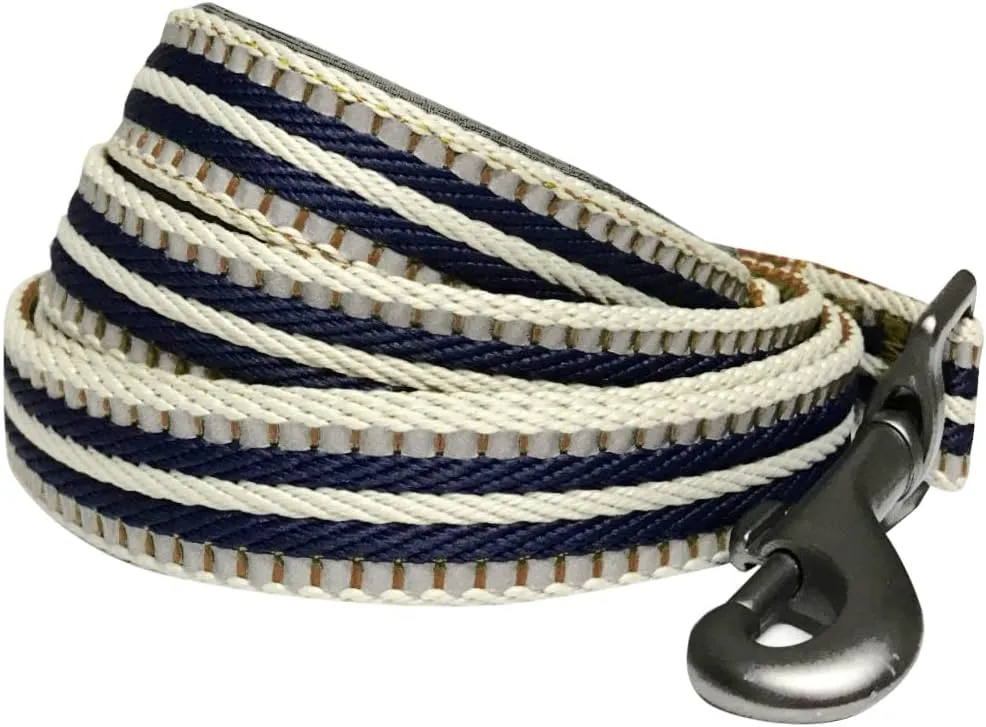Blueberry Pet 3M Reflective Dog Leash with Soft & Comfortable Handle - Multi-Colored Stripe Olive & Blue-Gray Medium Size