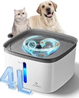 Cat Water Fountain, 135oz/4L Ultra Quiet Dog Water Fountain, Instant Clean Vortex Design, Pet Water Fountain for Cats Dogs Multiple Pets, Automatic Dog Water Dispenser with LED Light
