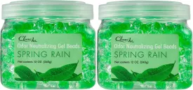 Clear Air Odor Eliminator Gel Beads - 12 oz, Pack of 2 - Air Freshener Made with Essential Oils - Eliminates Odors in Bathrooms, Cars, Boats, RVs & Pet Areas - Spring Rain Scent