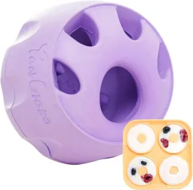 Dog Toy & Frozen Treat Tray - Compatible with Refill Pops, Freezable Fillable Rubber Dog Toys for Boredom, Reduce Anxiety, Dog Enrichment Puzzle Toy for Medium Large Dogs >25 lbs (Purple)