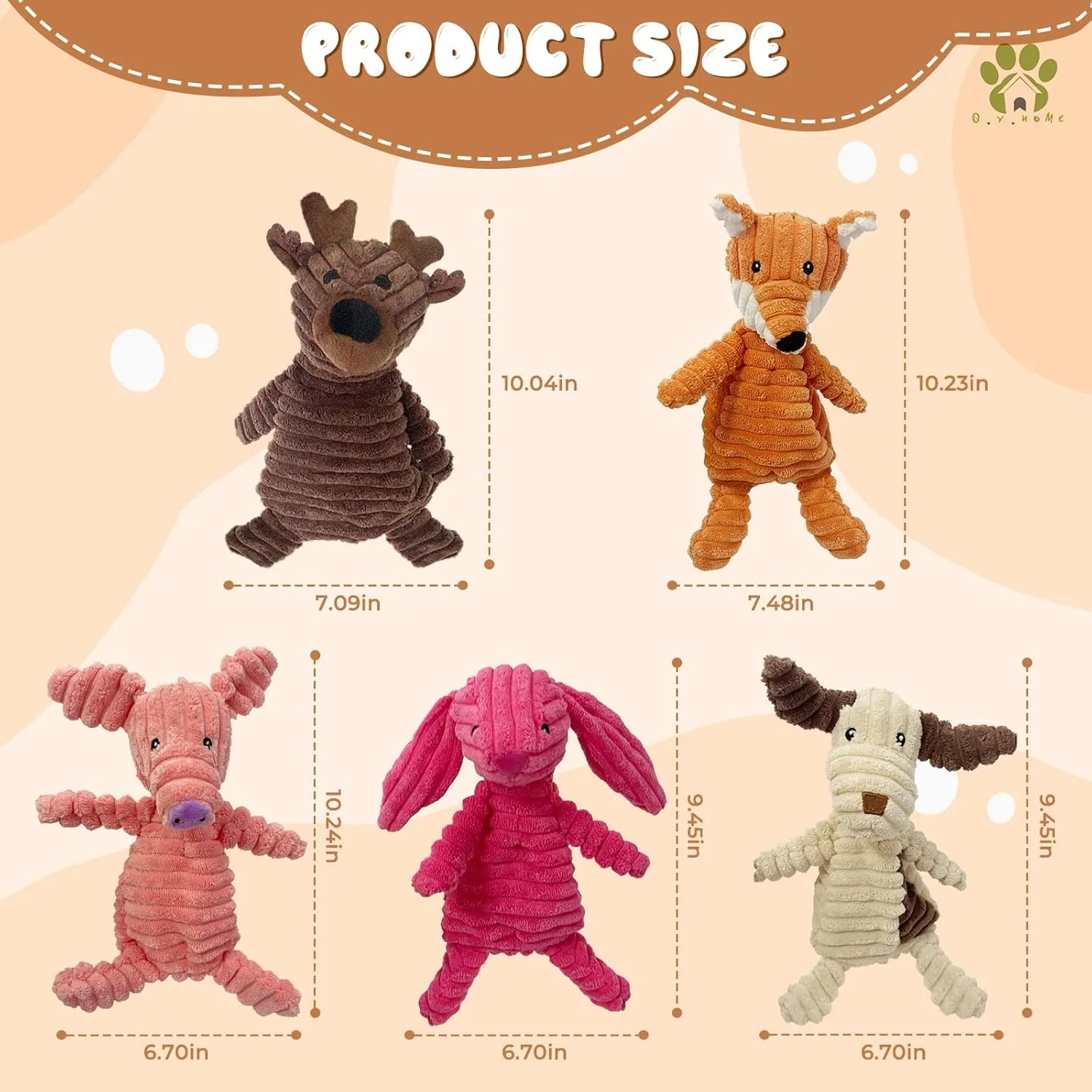 Dog Toy Body Limbs No Stuffing Head Filling Animal Appearance with Soft Squeaker,for Indoor Puppies and Senior Pups Chew and Play(Rabbit)