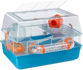 Ferplast Duna Fun Interactive Multi-Level Hamster Cage - Includes Play Accessories, Tunnel System, and Exercise Wheel, 55x47x37.5 cm