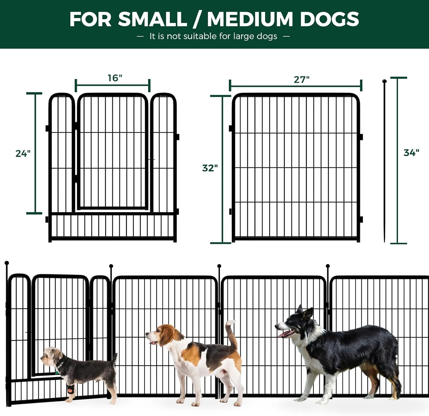 FXW Rollick Dog Playpen for Yard, RV Camping, 32 inch 24 Panels for Small and Medium DogsPatented