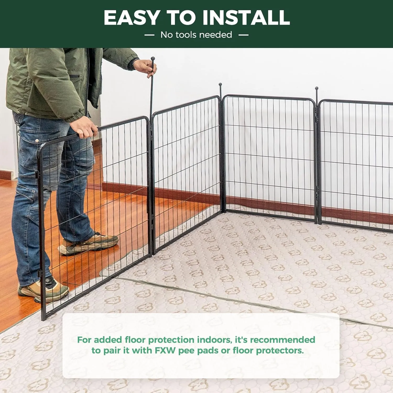 FXW Rollick Dog Playpen for Yard, RV Camping, 32 inch 24 Panels for Small and Medium DogsPatented