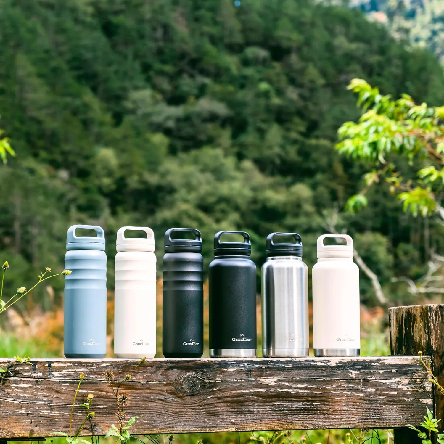 GRANDTIES 2 Lids Sports Stainless Steel Water Bottles  Wide Mouth Vacuum Insulated Reusable Leak Proof BPA-Free Travel Metal Canteen, Thermos Bottles for Men Women Gym (Ivory White 32 oz)