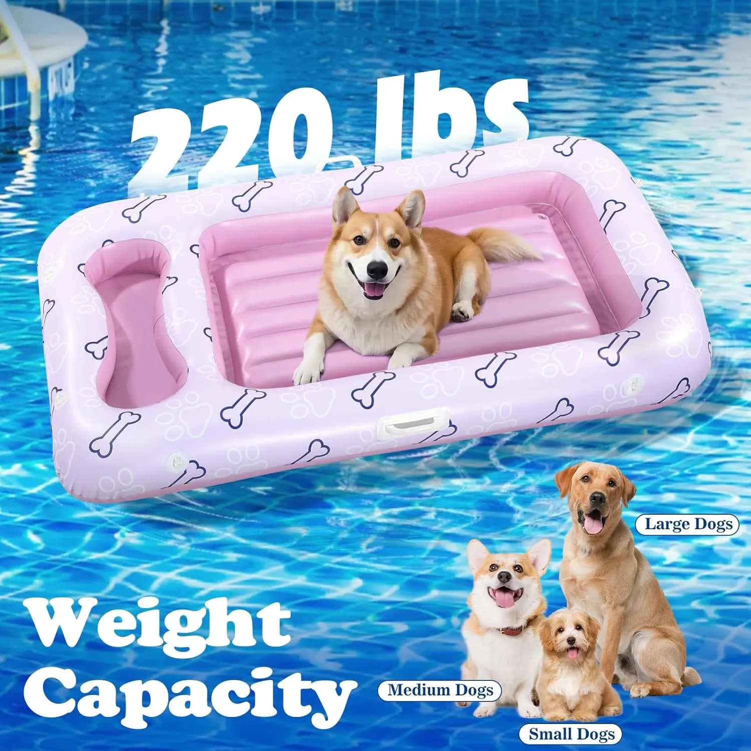 HeySplash Dog Floats for Pool, Inflatable Pool Floats for Small, Medium and Large Dogs, Pet Pool Float Built-in Area for Snacks and Toys, Dog Float for Outdoor Lake Pool Pet Water Park, Travel
