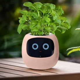 Interactive Plant Pot  Smart Planter, AI Pet Plantagotchi, tamagotchi, Leafypod and Plantiboy, Robot Flower with Feelings, Electric Maceta, Indoor Flowerpot with Water, Digital Gifts (Pink)
