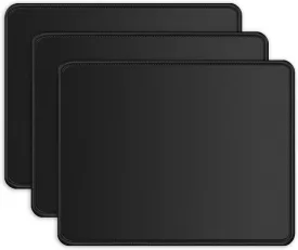 ITNRSIIET 3 Pack Mouse Pad with Stitched Edge Premium Textured Square Mouse Mat Washable Non-Slip Rubber Base Smooth Precise Operation Desktop Protection Mat, 10.28.30.12 inches, Black