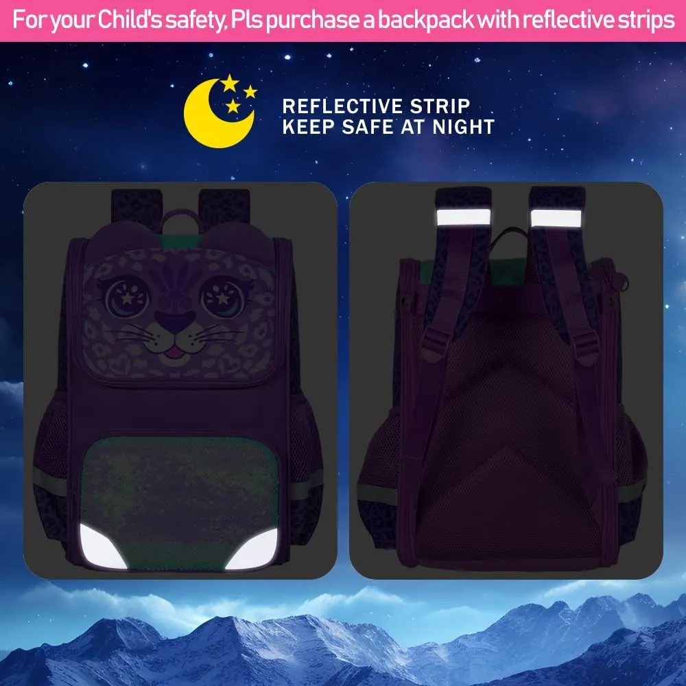 KLFVB 3PCS Backpack for Girls and Boys, 15" Unicorn Dinosaur Bookbag with Lunch Box, Kids Preschool School bag