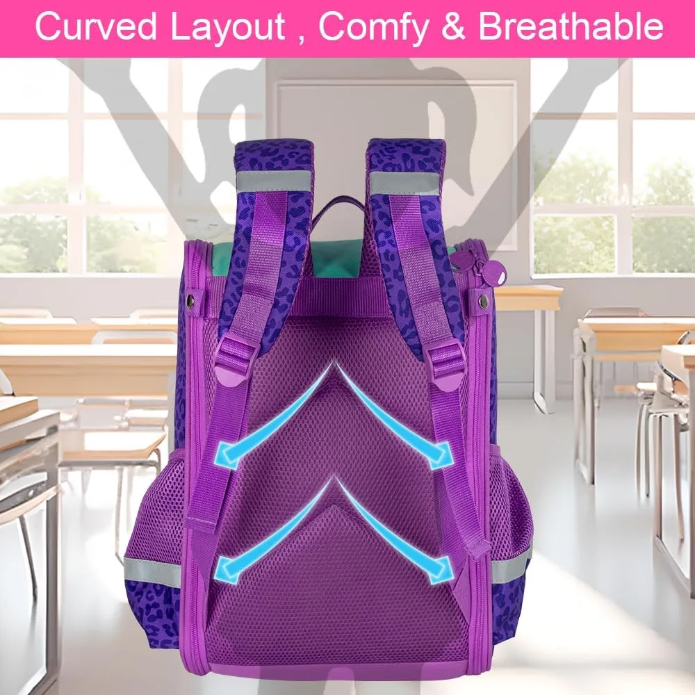 KLFVB 3PCS Backpack for Girls and Boys, 15" Unicorn Dinosaur Bookbag with Lunch Box, Kids Preschool School bag