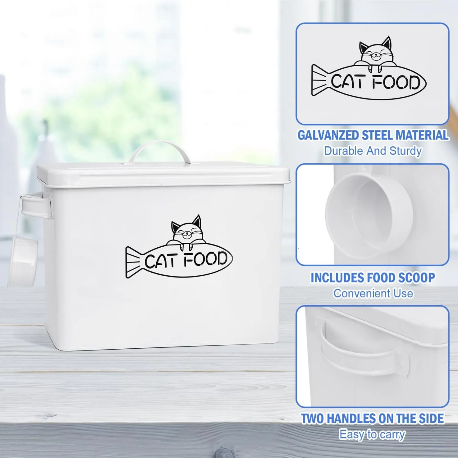 Large Dog and Cat Food Storage Container, Farmhouse Pet Food Storage Containers with Lid and Dry Food Scoop, Durable Airtight Cat Food Container, Great Gift for Pet Owners