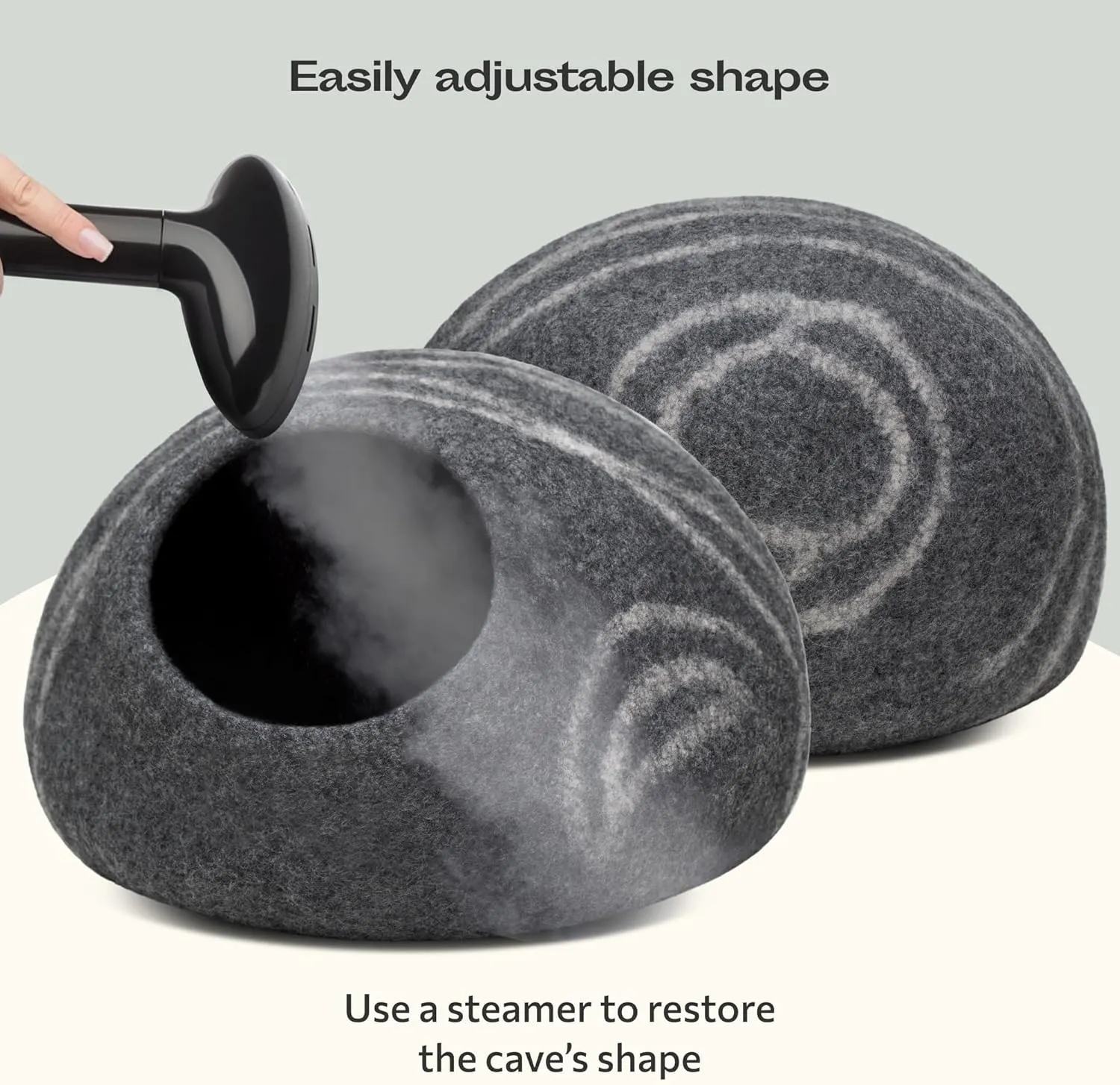 MEOWFIA Cat Cave  Premium Felt Cat Bed for Indoor Cats, Handmade 100% Merino Wool (Dark Shades) (Large, Dark Grey)