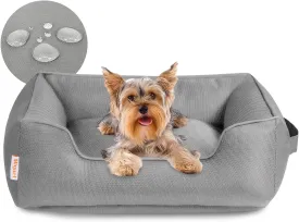 Miguel Outdoor Waterproof Cat Bed with Side, Oxford Durable Dog Bed for Small Dog Easy Clean, All Weather Rectangle Medium Pet Bed Bolster Tough Puppy Bed Scratch Resistant Removable Cover, 20 inches