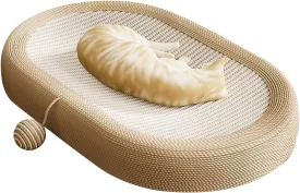Panup Sisal Cat Scratcher - 24" Cat Scratcher Cardboard, 3 in 1 Oval Cat Scratching Bed Pad with Play Ball, Durable Cat Scratch Lounge for Indoor Cats, Kittens & Puppies