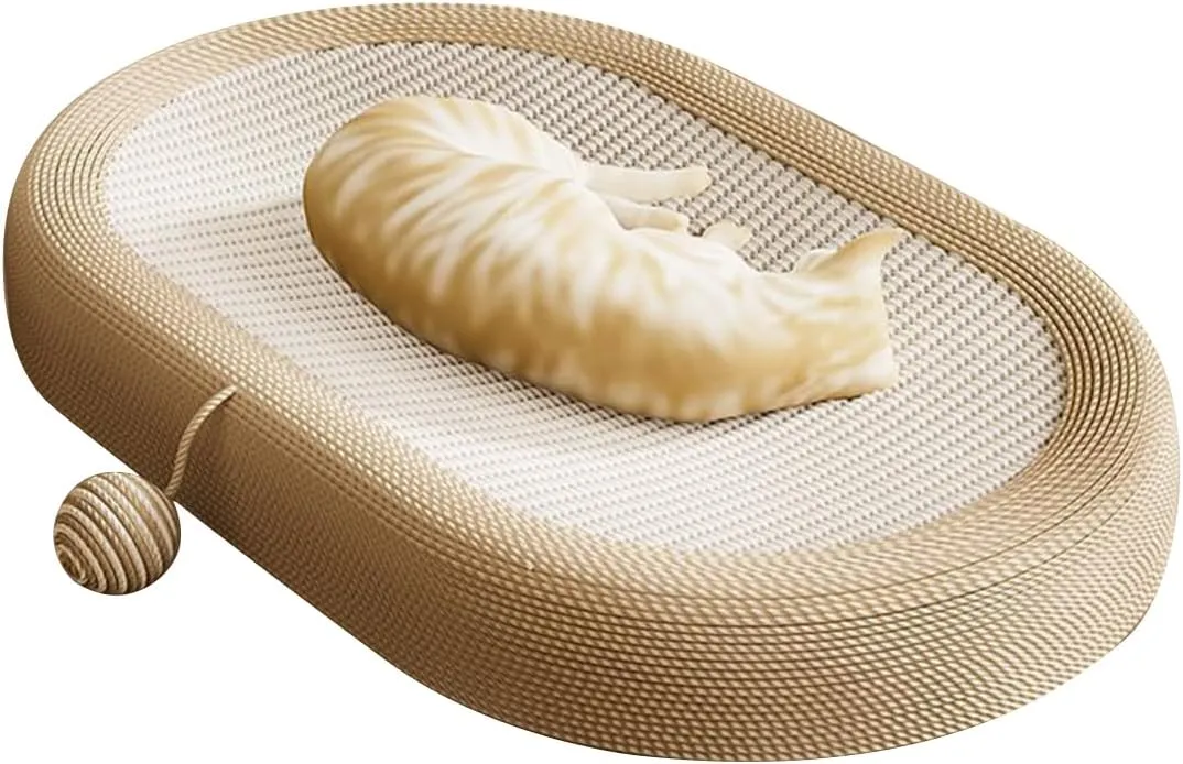 Panup Sisal Cat Scratcher - 24" Cat Scratcher Cardboard, 3 in 1 Oval Cat Scratching Bed Pad with Play Ball, Durable Cat Scratch Lounge for Indoor Cats, Kittens & Puppies