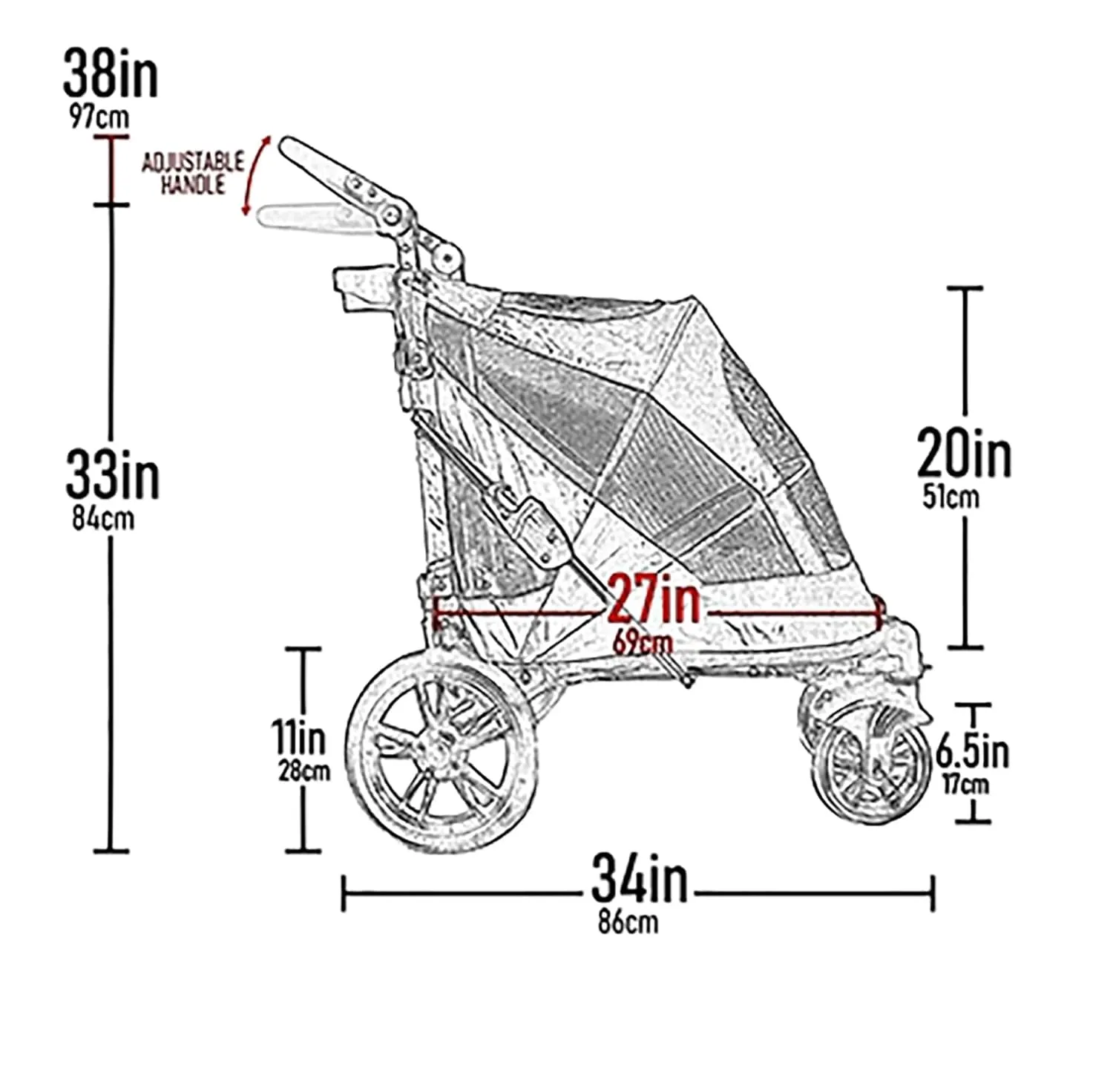 Pet Gear NO-Zip Pet Stroller with Dual Entry, Push Button Zipperless Entry for Single or Multiple Dogs/Cats, Pet Can Easily Walk in/Out, No Need to Lift Pet, Gel-Filled Tires, Pebble