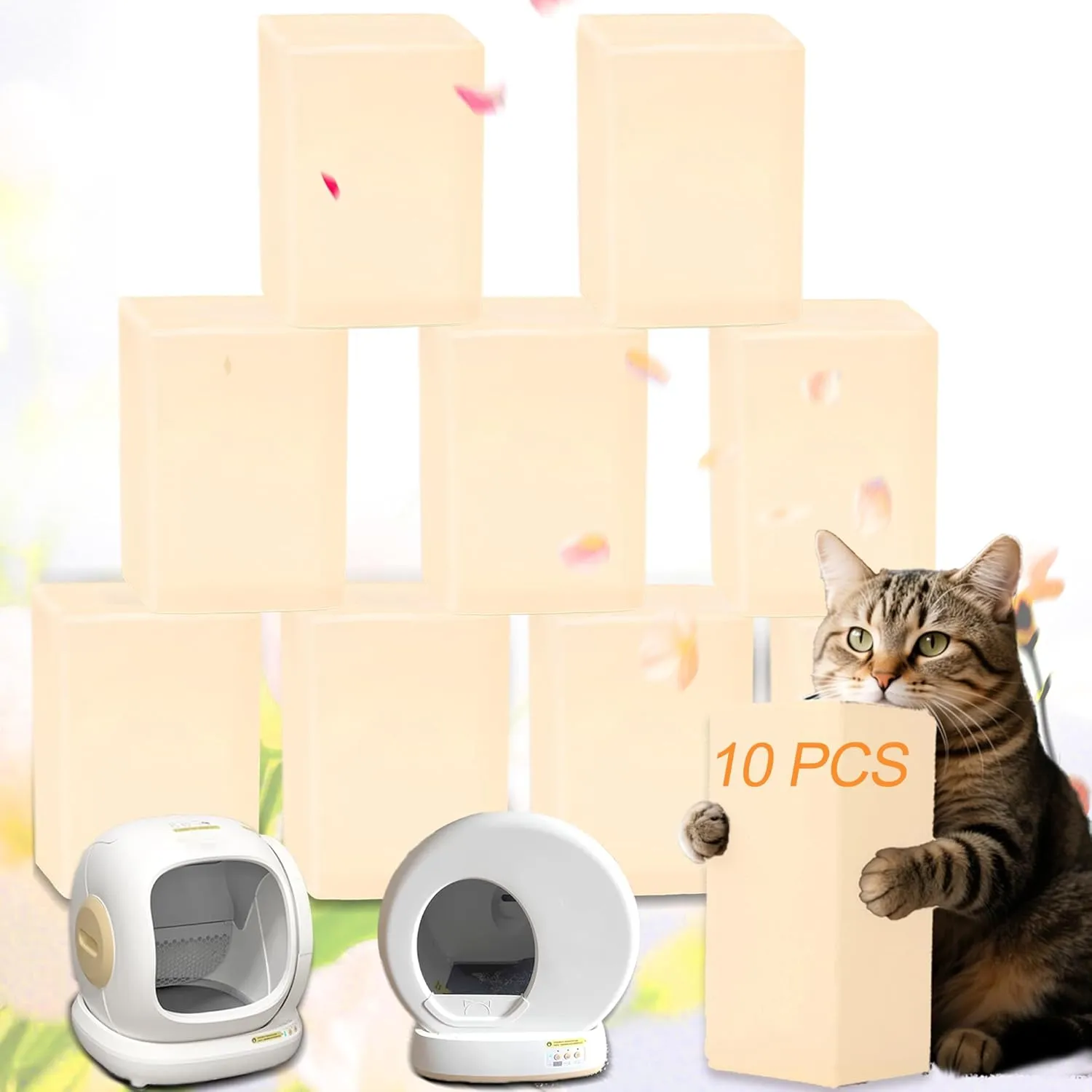 Pet Odor Eliminator for Meowant Self-Cleaning Cat Litter Box, Cat Litter Deodorizer Compatible with MW-SC01/MW-SC02/LB02, Cat Toilet Odor Deodorant Gel, Pet Gift (Large-10Pack)