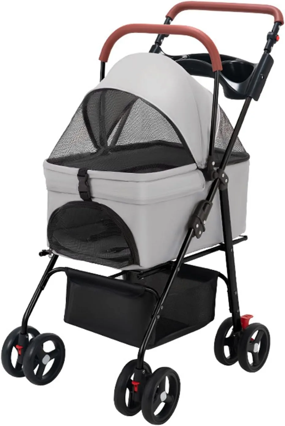 Pet Stroller, Folding Pet Stroller, Pet Stroller for Cats/Dogs, for Small and Medium-Sized Pets, Breathable Mesh, Extra Large Space Black Gray