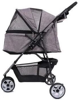 Pet Stroller Pet Travel Equipment Pet Stroller Pet Travel Stroller Dog Trolley Pet Travel Stroller Pushchair Pram Dog Puppy Cat Jogger Buggy with Front Swivel Wheels and Rear Brake Pet Travel Sup (G