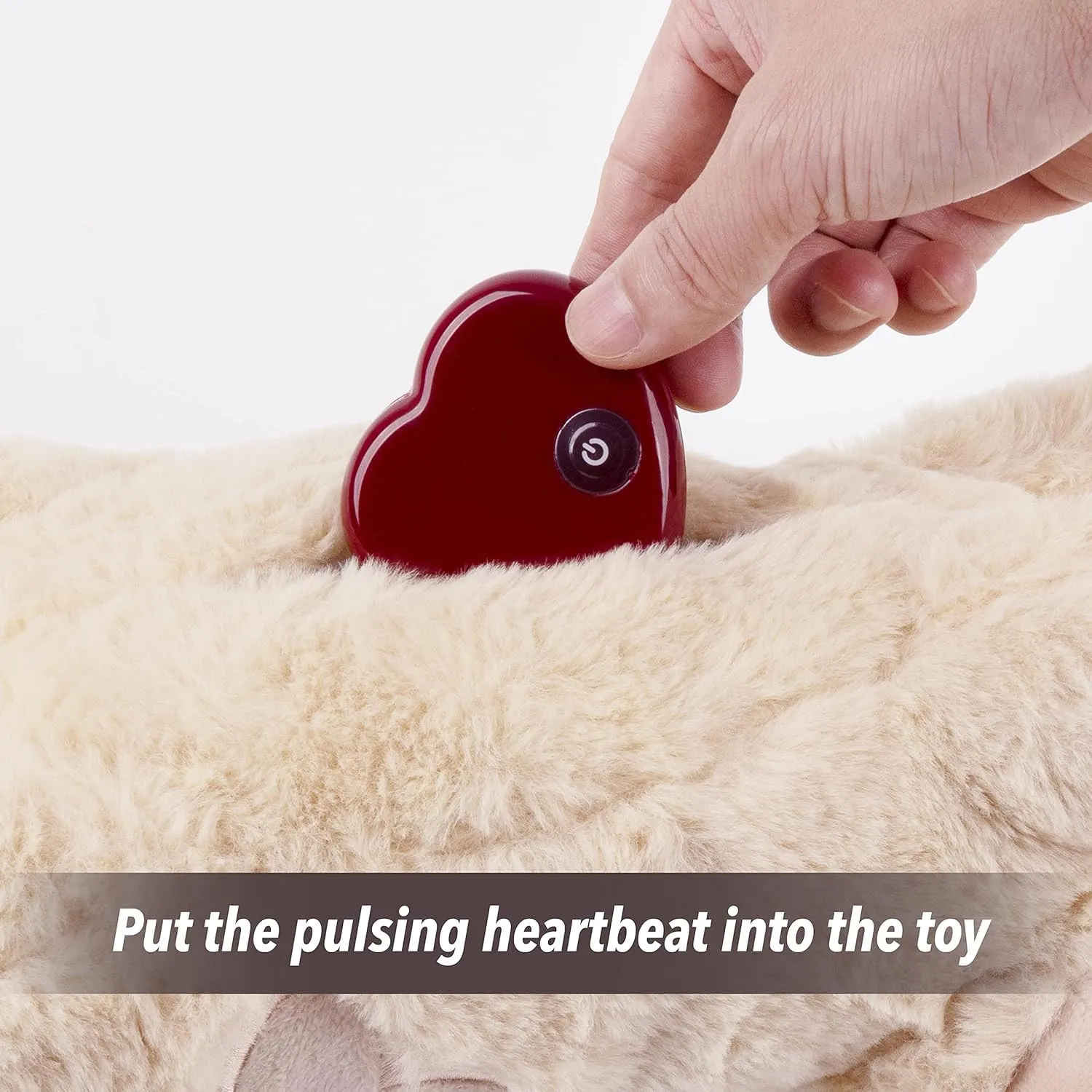 PetPrime Dog Heart Beat Puppy Plush Rabbit Toy - with Warmer Bag Pet Soft Anxiety Puppy Relief Toy Heartbeat Stuffed Animal Sleeping Buddy Anxiety Dog Toy (Bear)