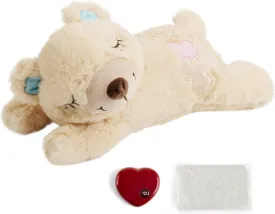 PetPrime Dog Heart Beat Puppy Plush Rabbit Toy - with Warmer Bag Pet Soft Anxiety Puppy Relief Toy Heartbeat Stuffed Animal Sleeping Buddy Anxiety Dog Toy (Bear)