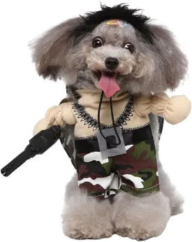 Puppy Mercenary Dog Costume, Pet Cosplay Clothes Halloween Christmas Funny Party Costume for Cats and Small Dogs