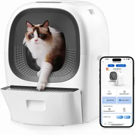 RealScooper Pro Automatic Litter Refill Self-Cleaning Cat Litter Box AI Self-Refilling Robot with Auto Scoop, 5G WiFi Phone App Control, Anti-Pinch Sensors, Space-Saving/Max Capacity 80L