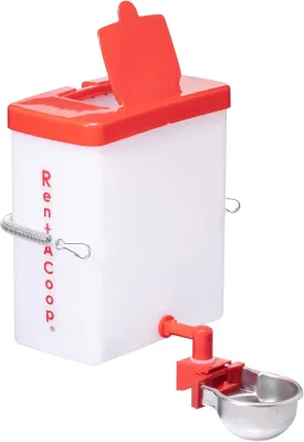 RentACoop 64oz(2L) Small Animal Drinker with Auto-Fill Metal Cups - Suitable for Small Pets, Bunnies, Hamsters, Guinea Pigs, Rabbits, Chinchillas, Mice and Rats