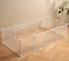 Transparent Clear Small Animal Playpen, Guinea Pig Cages, Puppy Dog Playpen, Pet Playpen, Rabbit Bunny Indoor Fence Pen Enclosure, White Clear Plastic Playpen,12X12 Inch, 12Panels