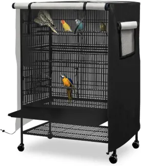 Universal Bird Cage Cover, Dark Colored Drape for Animal Crate, Waterproof & Washable Night Cover for Cages, Distraction and Light Eliminator for Mink, Totoro, Parakeets, Parrot (XL - 38L23W51H)