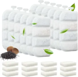 Veehoo 12 Pack Replacement Filters & 12 Pack Pre-Filter Sponges Set for 2.4Gal Dog Water Fountain, 6 Months Set of Replacement Filters for Dog Water Dispenser