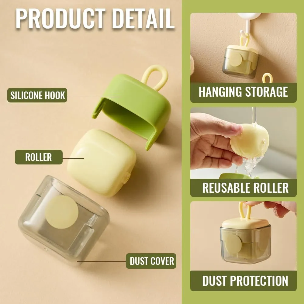 Washable Lint Roller, Mini Lint Roller Portable & Reusable Lint Remover for Clothes, Pet Hair Sticky Cleaner Travel Size (Beige)