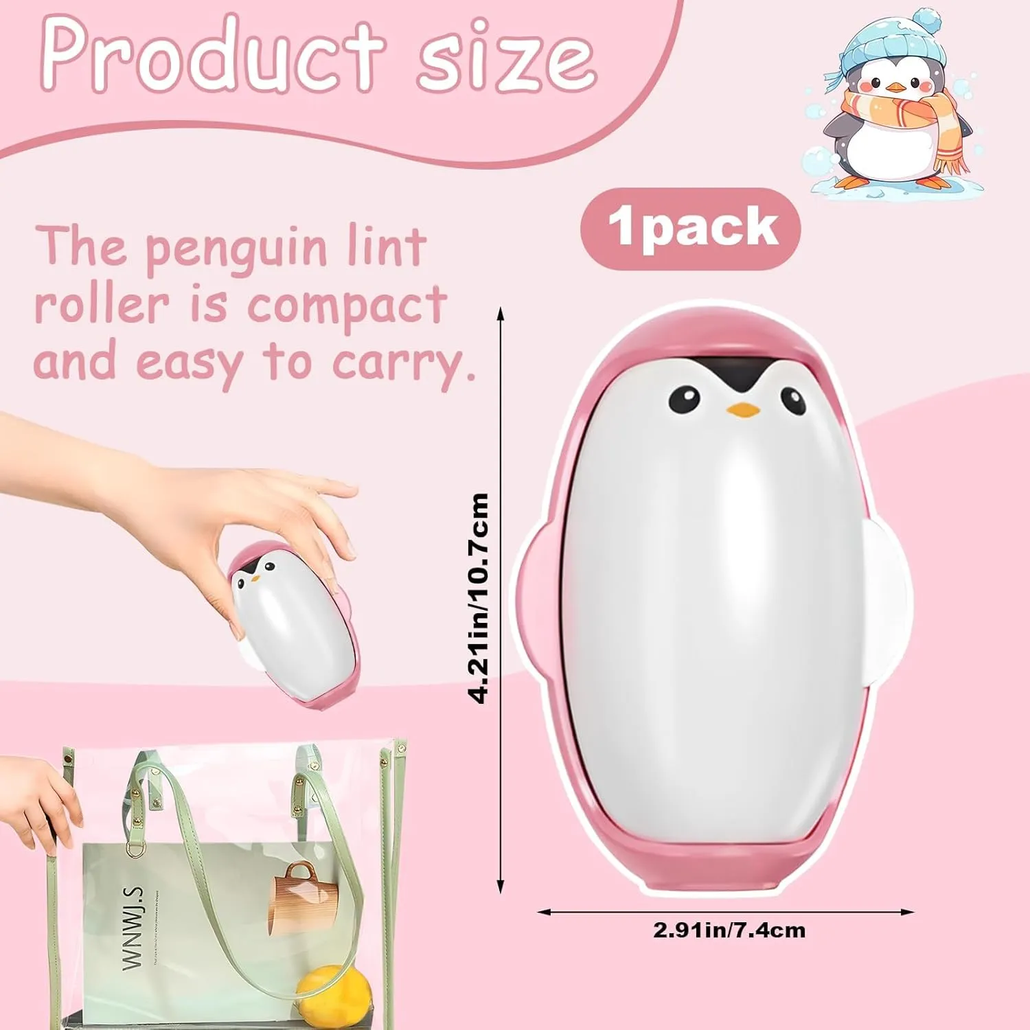 Washable Sticky Roller, Reusable Lint Rollers for Pet Hair, lint Remover for Clothes, Portable Home Travel Lint Roller, Super Sticky Lint Roller Ball for Plush Hair,Clothes Ball Remover (Pink)