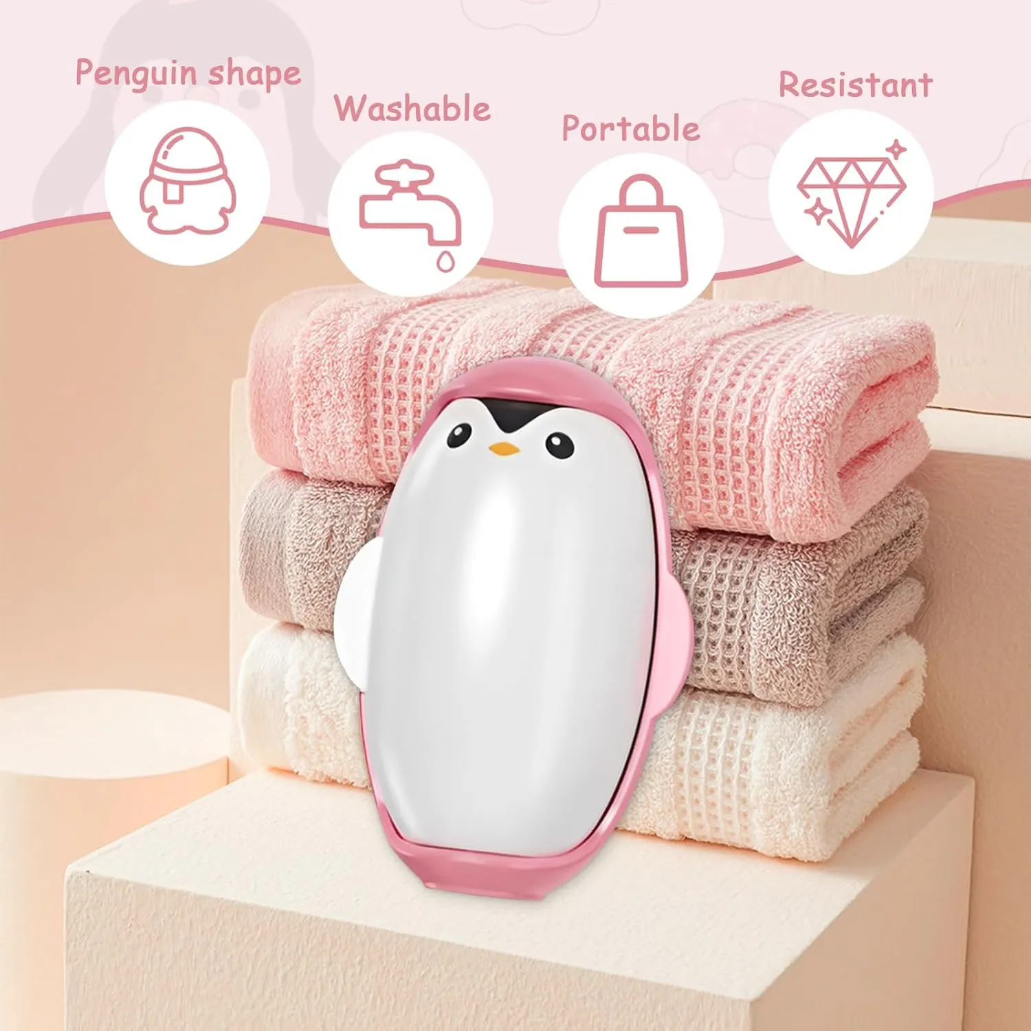 Washable Sticky Roller, Reusable Lint Rollers for Pet Hair, lint Remover for Clothes, Portable Home Travel Lint Roller, Super Sticky Lint Roller Ball for Plush Hair,Clothes Ball Remover (Pink)